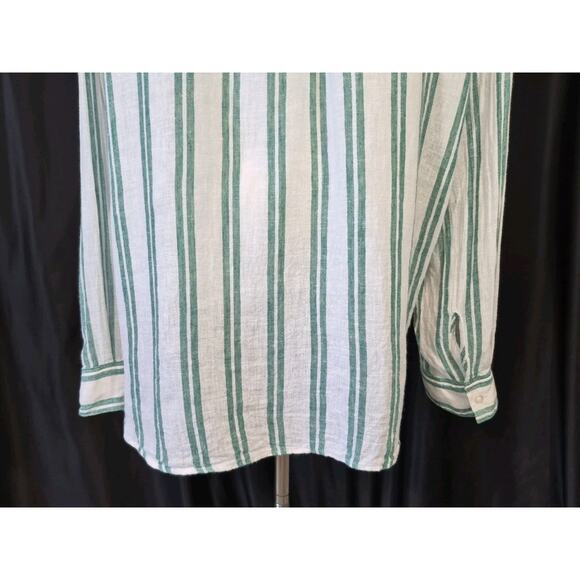 Rails Charli Cordoba Stripe Button Down White Green Linen Blend Top XXL - Picture 9 of 12